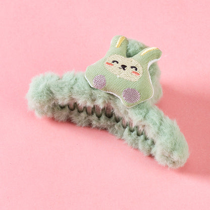 M42 4.33 Inch Large Hair Claw with Plush Cute Rabbit Design