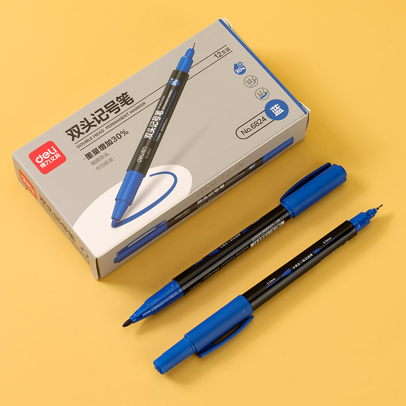 Delistar 6824 Small Double - ended Marking Pen (Blue) (Single Piece) M.82