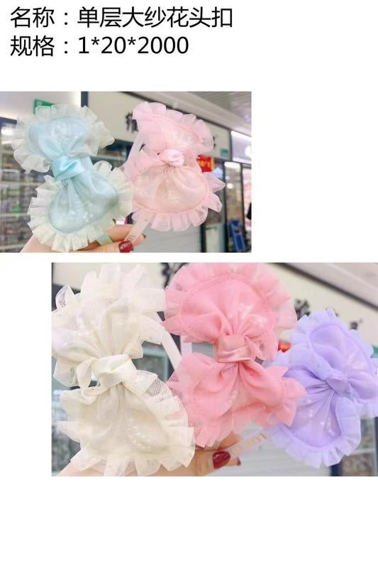 Single-layer large gauze flower buckle