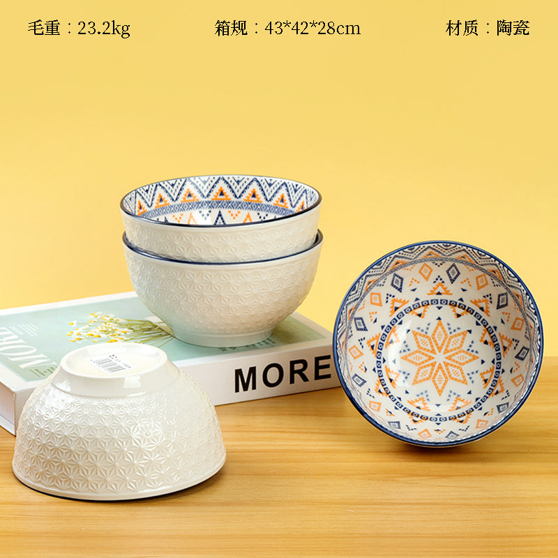 4.5-inch Snowflake Bowl with Four-Flower Pattern (Random Flower Design) M.66 JPDB