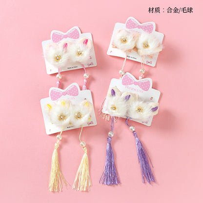 M42 Boxed Rabbit Ear & Tassel Pair Hair Clips for Kids