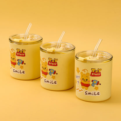 Lotso Straw Glass Tumbler (420ml Random Flower Patterns) M.17