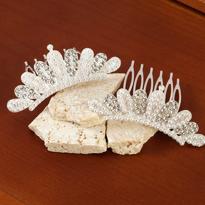 M42 Large Tiara Adorned with Pearls & Rhinestones, Boxed