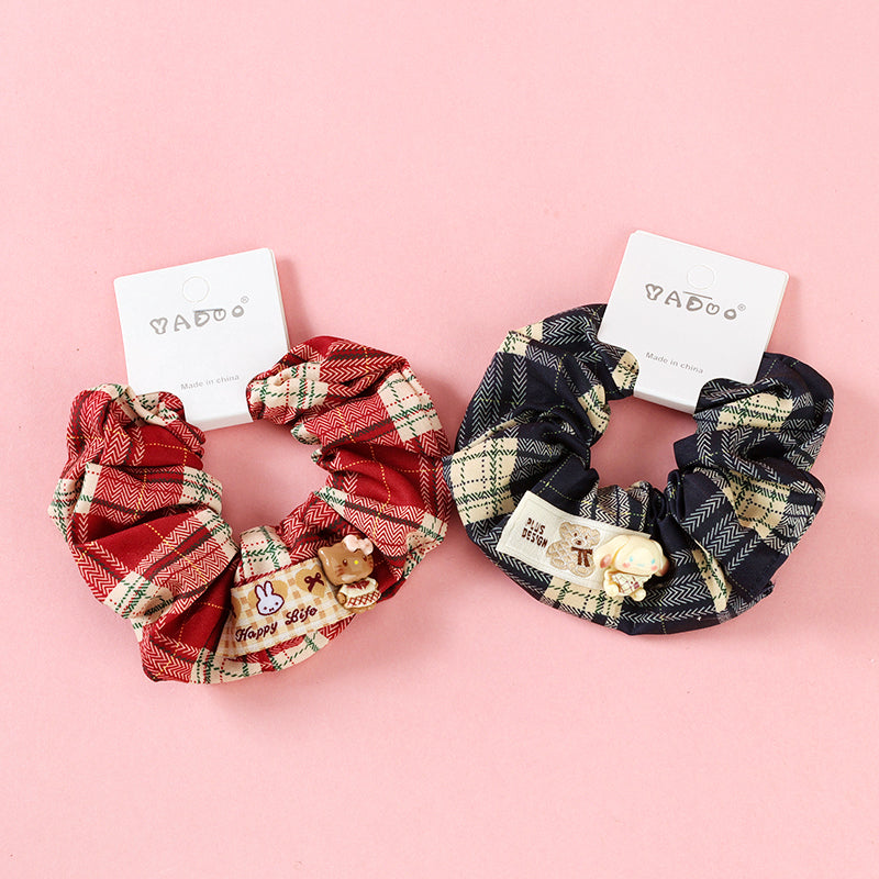 M42 boxed labeled cartoon accessory plaid hair scrunchie