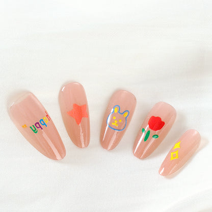 971 Cartoon Cat's Eye Printed Fake Nails M.52