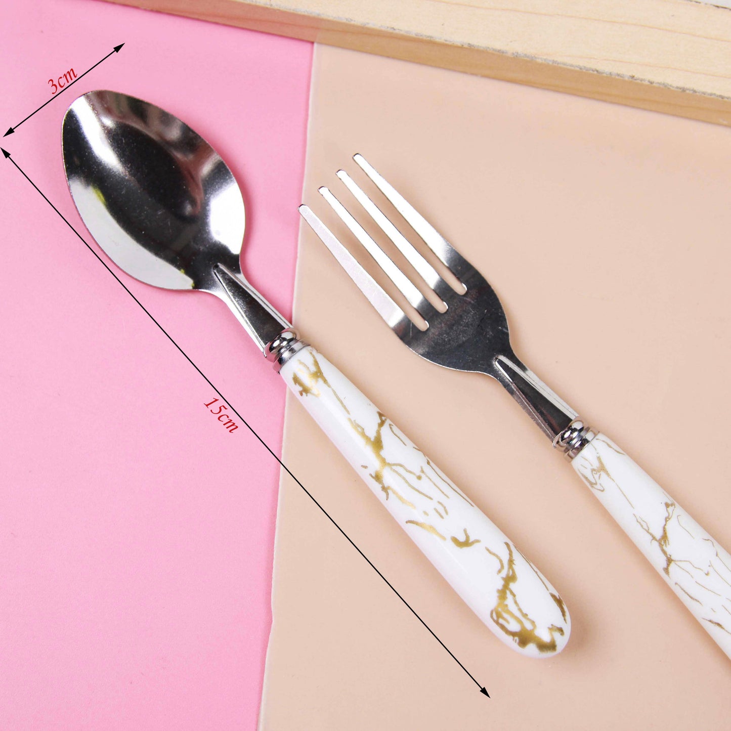 9092 Marble-pattern Spoon & Fork Set M.66