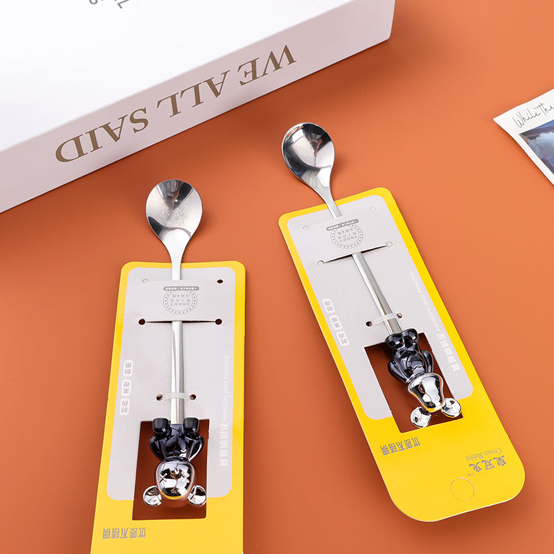 6381 Crown Rabbit Pattern Iridescent Silver Coffee Spoon M.66