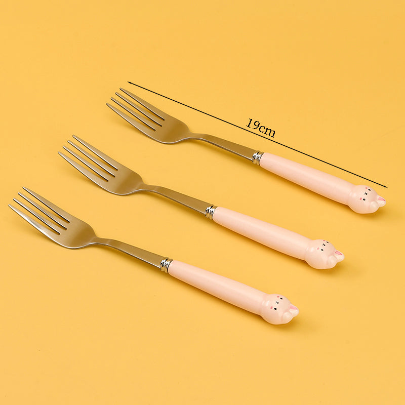 HSA-12 Lop-Eared Rabbit Ceramic Handle No.2 Fork M.66