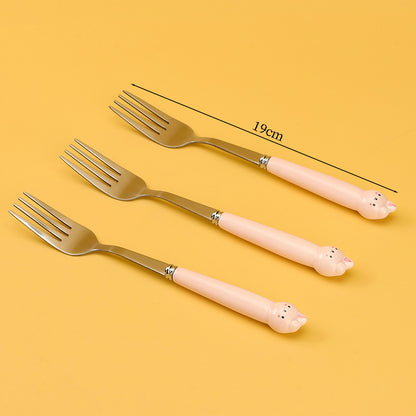 HSA-12 Lop-Eared Rabbit Ceramic Handle No.2 Fork M.66