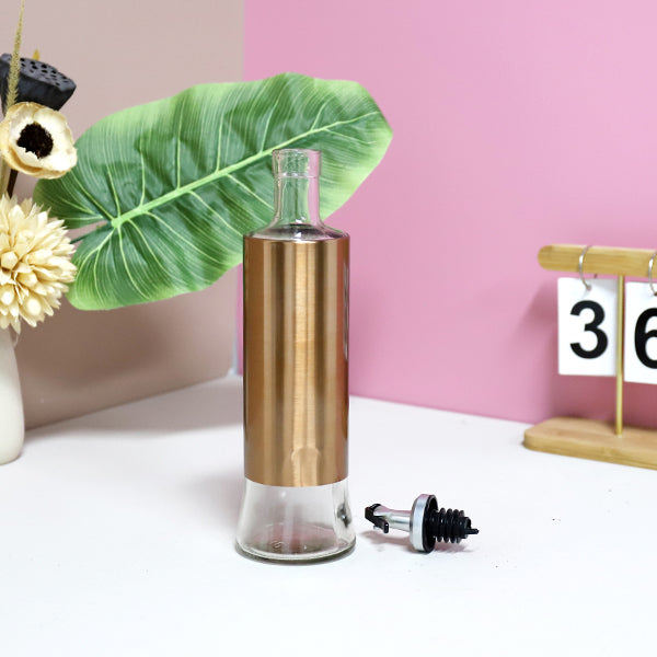 0063 Like a Dream Rose Gold Leather-Wrapped Glass Oil Dispenser (500ml) M.69 JPDB