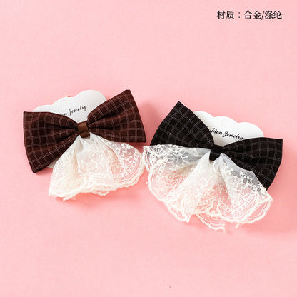 M42 Double - pattern Lace - plaid Bow - tie Duck Clips