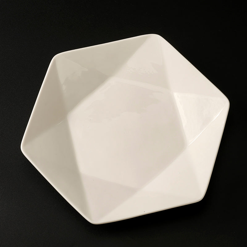 9 - inch White Hexagonal Flat Plate (Qualified Product) M.66 JPDB