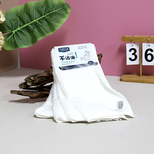 WP - 711 4 Pcs White Bamboo Fiber Dish Towel Size 27×30 cm M.68 JPDB