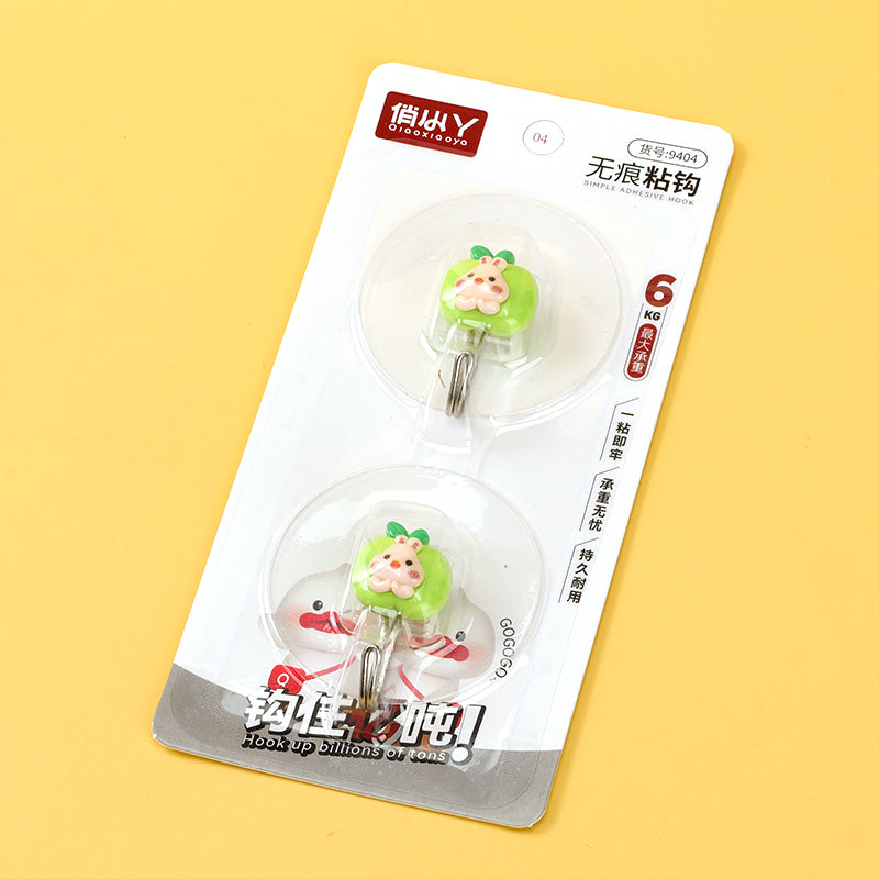 Qiaoxiaoya Model 9404 Adhesive Hooks - 2 Pcs Clapping Animal Design M.16