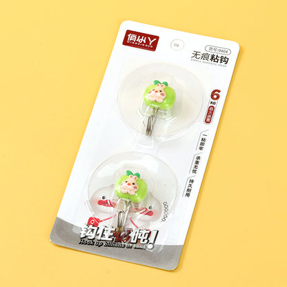 Qiaoxiaoya Model 9404 Adhesive Hooks - 2 Pcs Clapping Animal Design M.16