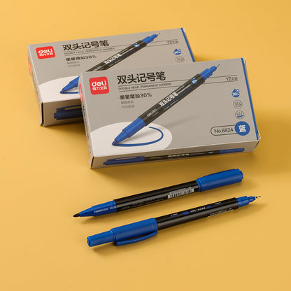Delistar 6824 Small Double - ended Marking Pen (Blue) (Single Piece) M.82