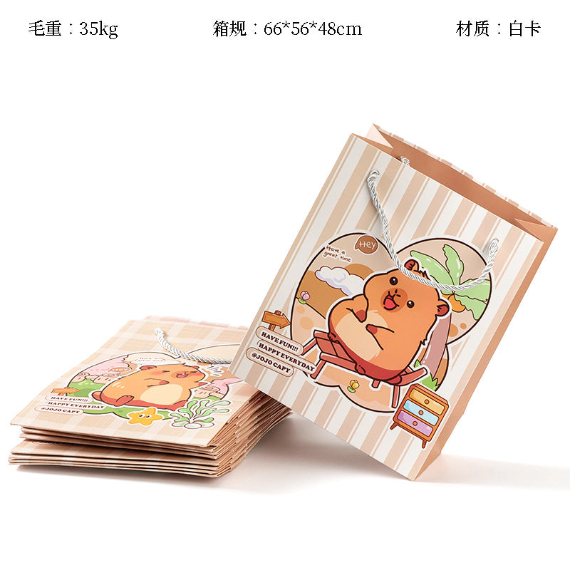 ST602-01 Medium Capybara Around the World Gift Bag (Vertical) 19.5*9.5*24.5 M24 M.73