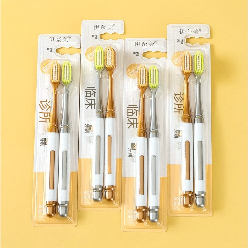 Inami Couple Toothbrushes Model 423 Soft Bristle Color-Coded Pair for Adults Gum Care M.14