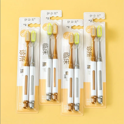 Inami Couple Toothbrushes Model 423 Soft Bristle Color-Coded Pair for Adults Gum Care M.14