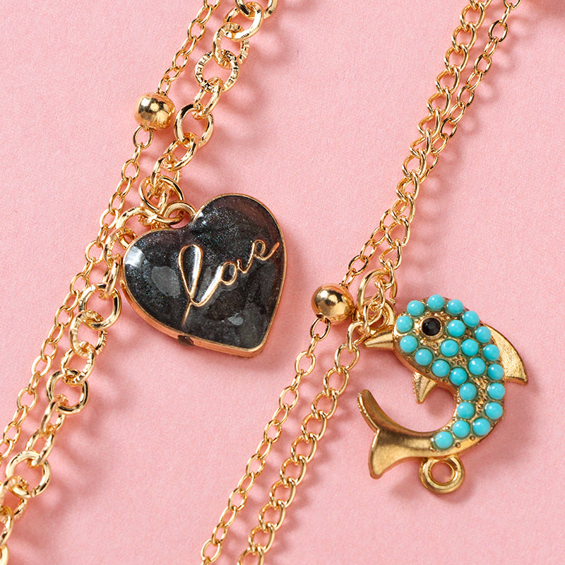 Double-Layer Heart Charm Bracelet  M.43