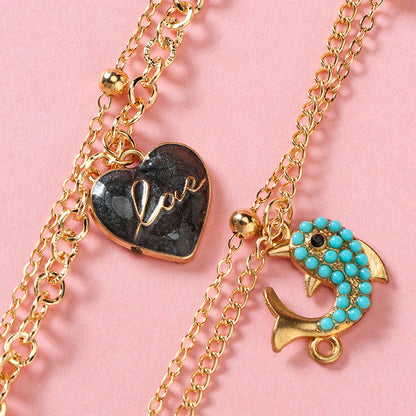 Double-Layer Heart Charm Bracelet  M.43