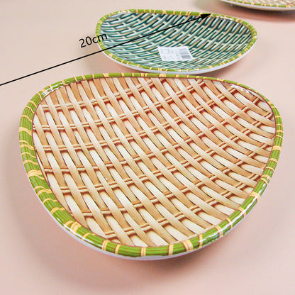 LC212 Bamboo Woven Peach-Heart Fruit Plate M.20