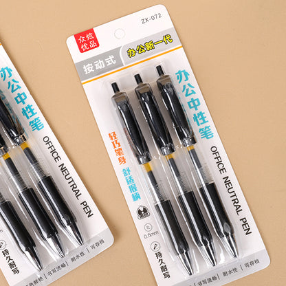 Bolígrafos de gel Zhongxuan ZX-072 Click-action, negros (juego de 3) M.82