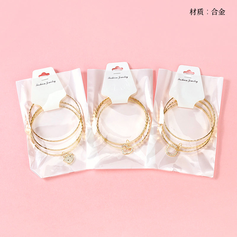 Gold Full-Diamond Pendant Bangle (Three-Circle)  M.43