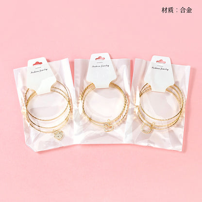 Gold Full-Diamond Pendant Bangle (Three-Circle)  M.43