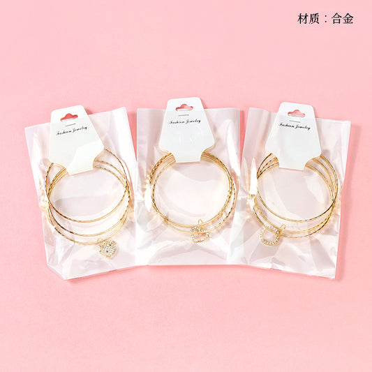 Gold Full-Diamond Pendant Bangle (Three-Circle)  M.43