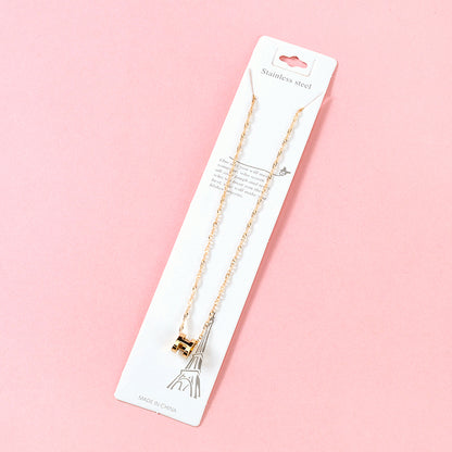 Pave - set Diamond H - letter Water - wave Necklace M.43