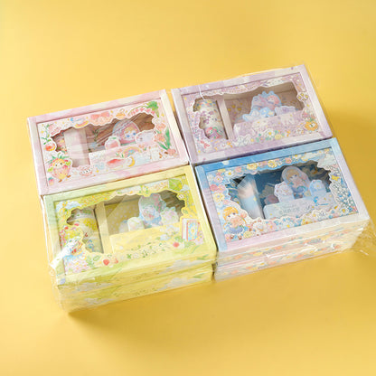 Jiu Beier SM01-04 Handbook Set Hardcover PU Leather with Tape+Colored Pens+Stickers for Journaling M.81