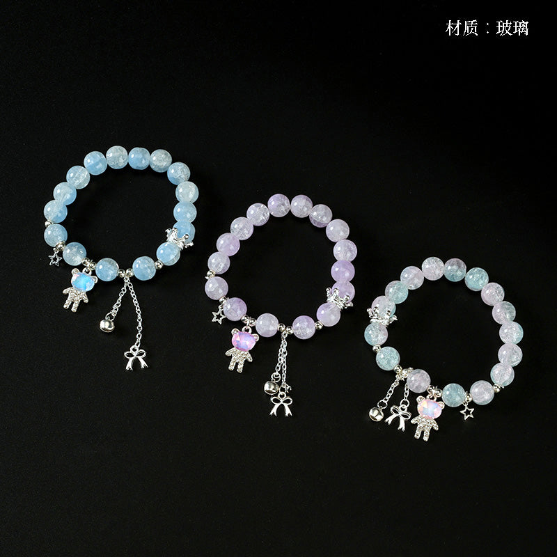 Cracked Bowknot Zircon Bear Bracelet  M.43