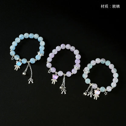 Cracked Bowknot Zircon Bear Bracelet  M.43