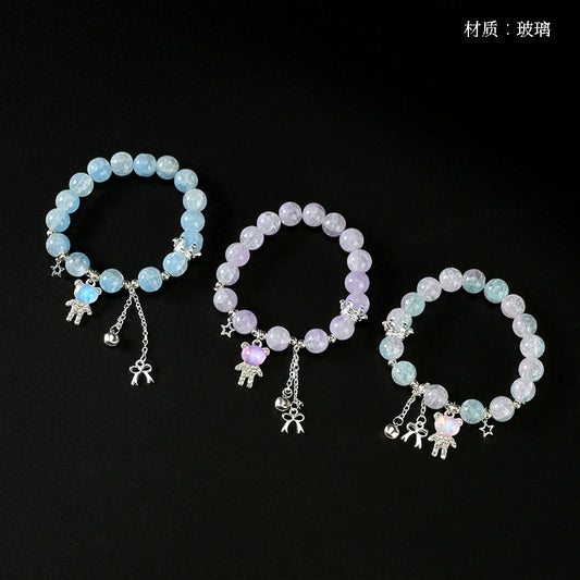 Cracked Bowknot Zircon Bear Bracelet  M.43