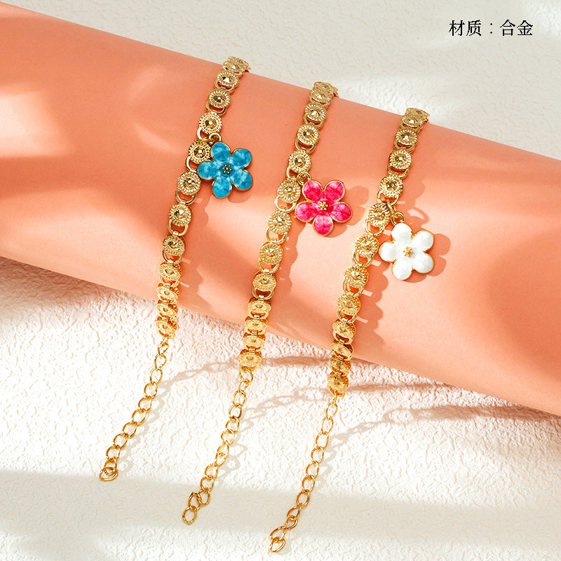 New Style Chain Enamel Flower Bracelet  M.43