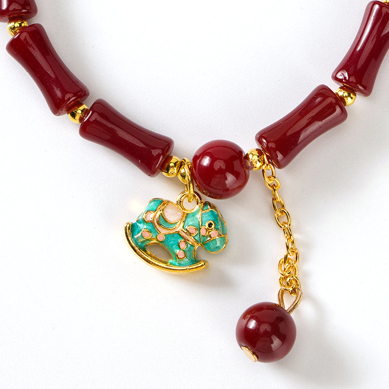 Cinnabar-Like Bamboo Joint Trojan Horse Bracelet  M.43