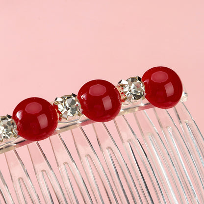M42 Transparent Hair Comb Adorned with Beads & Crystals, Boxed