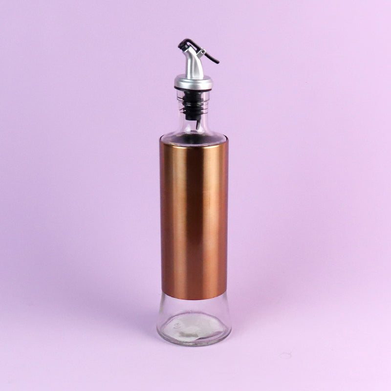 0963 Like a Dream Rose Gold Leather - Wrapped Glass Oil Dispenser (500ml) Unpackaged M.69 JPDB