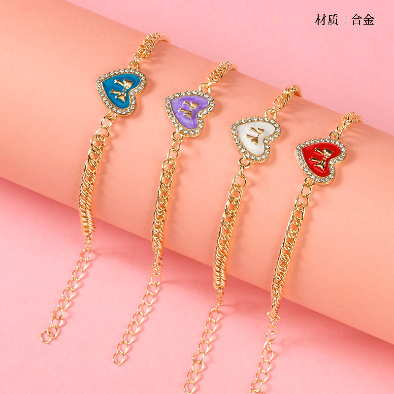 Diamond-Accented Heart Bow Bracelet  M.43