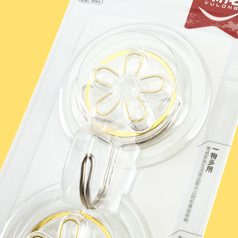 Yulong Model 8084 Adhesive Hooks - 2 Pcs, Golden Rim Bear & Butterfly Design (180 Units) M.16