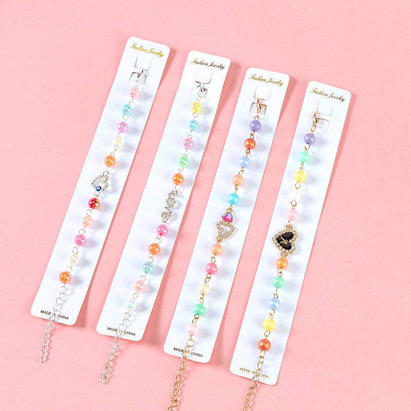 Colored Beads and Diamond Bracelet  M.43