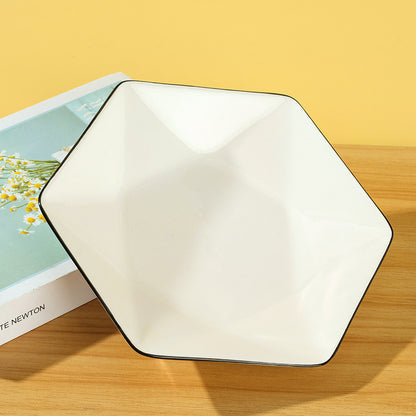 8 - inch Black - rimmed White Hexagonal Plate (First Grade) M.66 JPDB