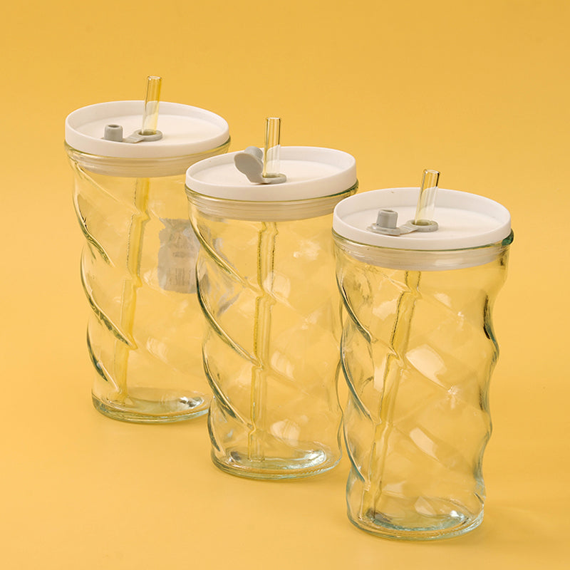 Spiral - straw Glass Cup (450ml) M.17