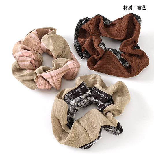 M42 boxed simple two-tone plaid hair scrunchie