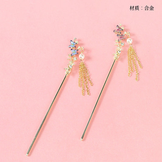 M42 New Butterfly Hair Pin with Tassel Details