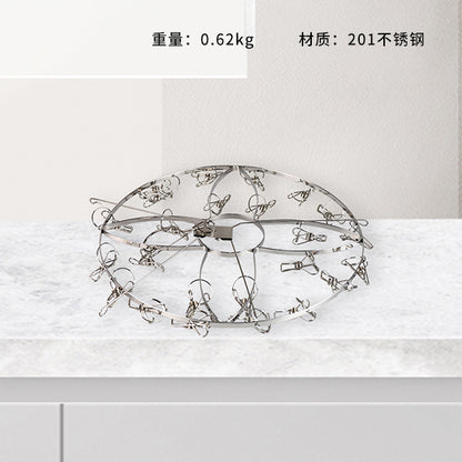 Flat - Striped Maple - Leaf - Shaped Drying Rack with 24 Clips M.15 JPDB