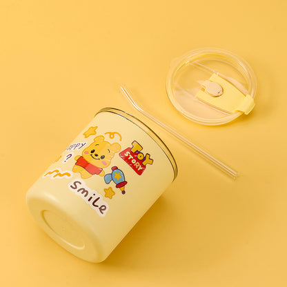 Lotso Straw Glass Tumbler (420ml Random Flower Patterns) M.17