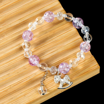 Cracked Bead Diamond-Accented Pony Charm Bracelet  M.43