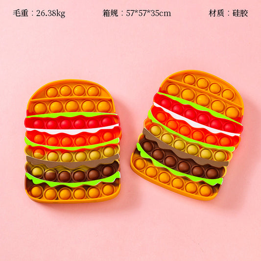 The detachable hamburger squishy toy is a popular fidget gadget for kids and teens M.08